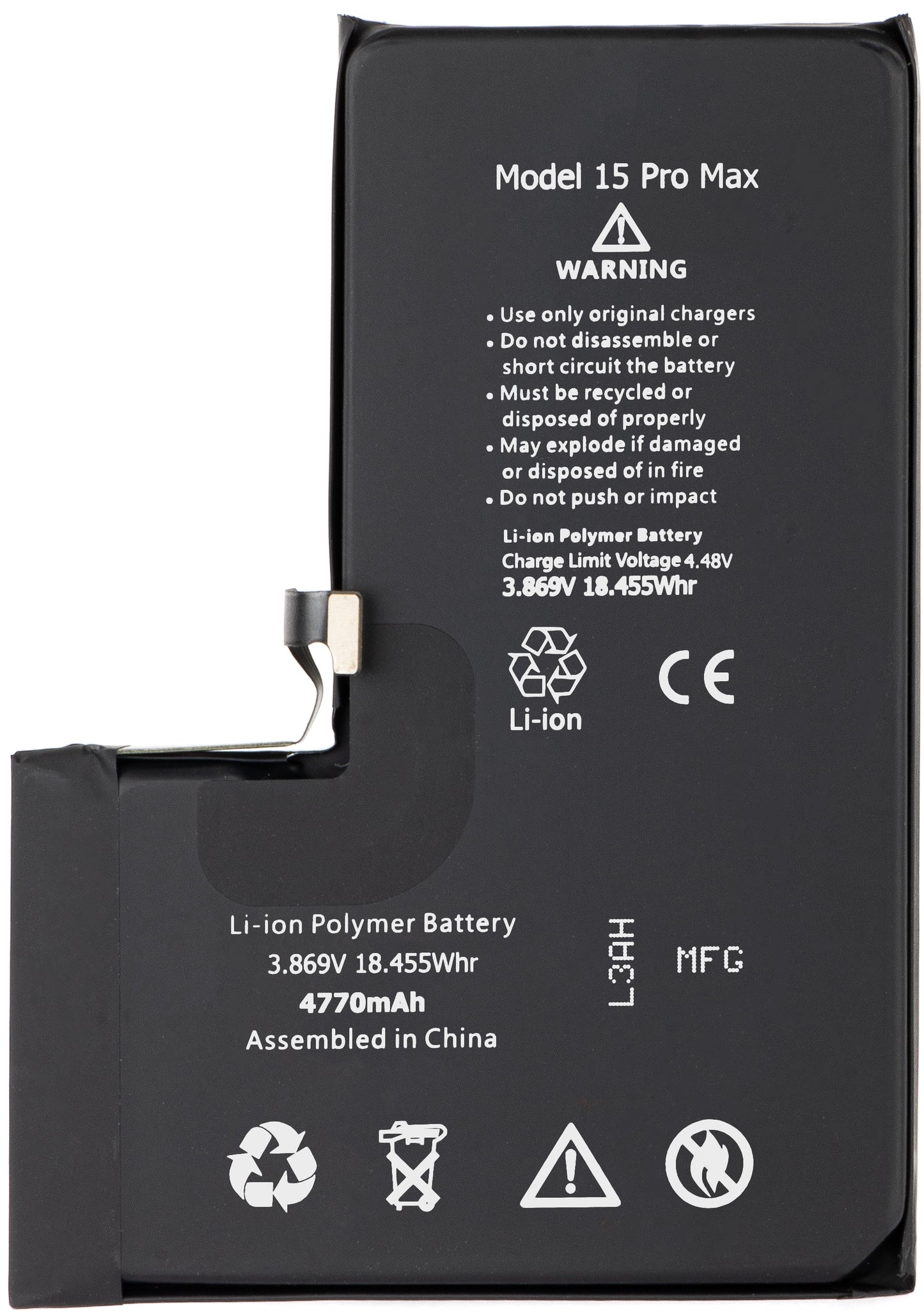 Batteri Apple iPhone 15 Pro Max, Høy Kapasitet