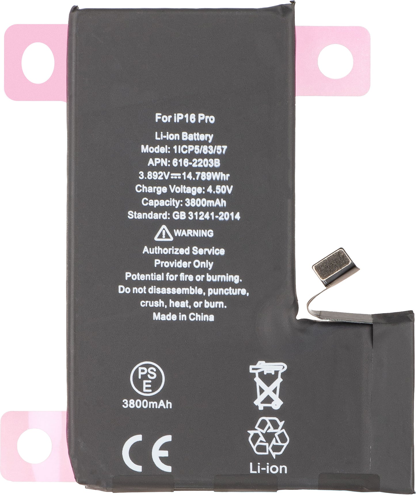 Apple iPhone 16 Pro batteri, høy kapasitet