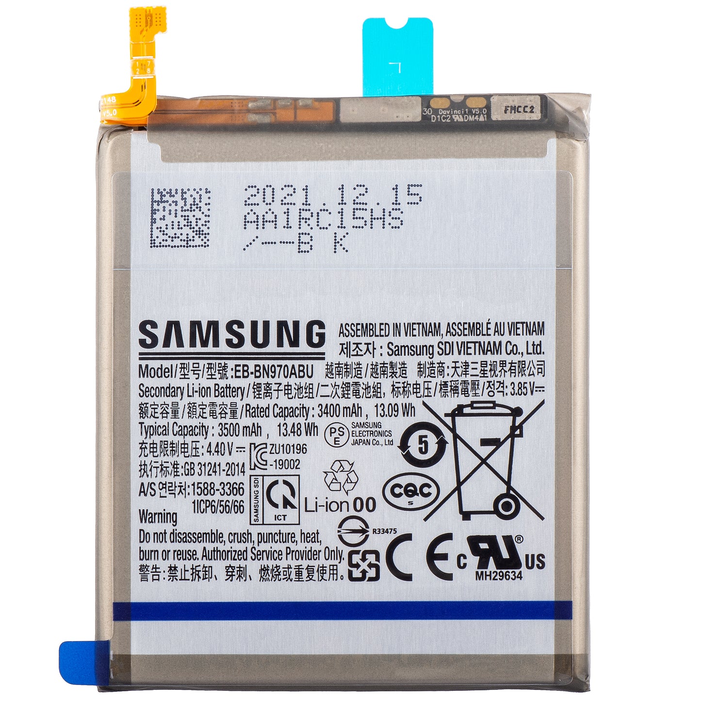 Batteri Samsung Galaxy Note10 N970, EB-BN970ABU, Servicepakke GH82-208813A