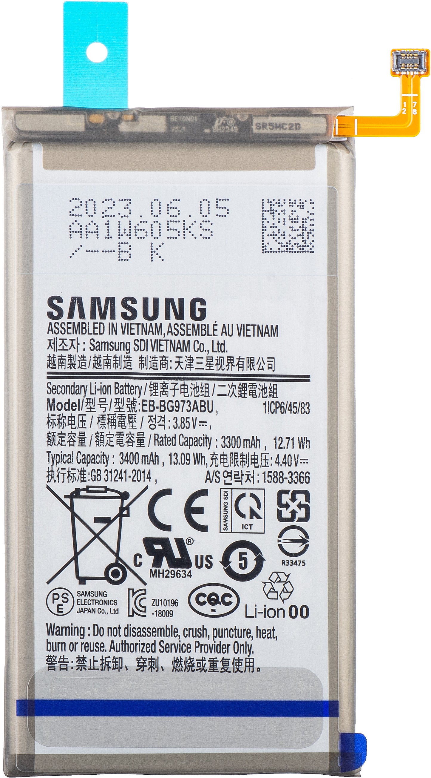 Batteri Samsung Galaxy S10 G973, EB-BG97373ABU, Servicepakke GH82-18826A