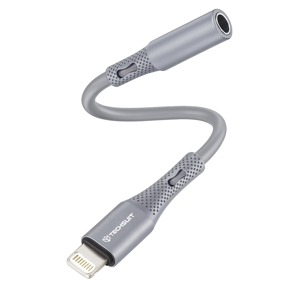 Audioadapter Lightning - 3.5mm Techsuit AC2 SoundFlex, Grå