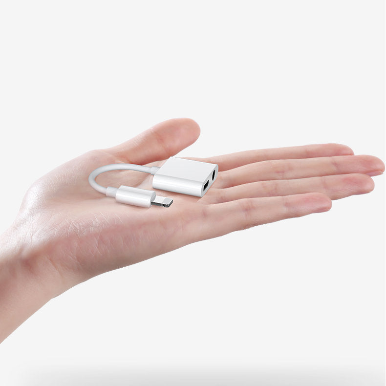 Lightning til Lightning lydadapter Joyroom S-Y104 Ben, med Lightning ladeport, Hvit