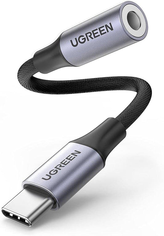 USB-C lydadapter USB-C - 3,5 mm UGREEN AV161, 0,15 m, grå