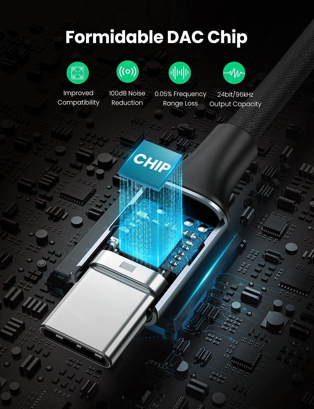 Audioadapter USB-C - 3.5mm UGREEN AV161, Grå