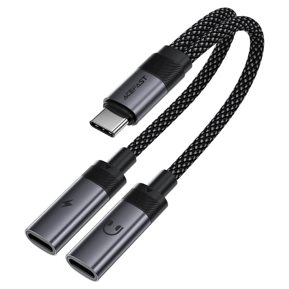 USB-C lydadapter - 2 x USB-C Acefast J14, Svart