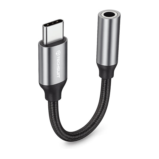 Audioadapter USB-C - 3.5mm Techsuit AC12 FuseXound, Grå, Sett med 2 stykker