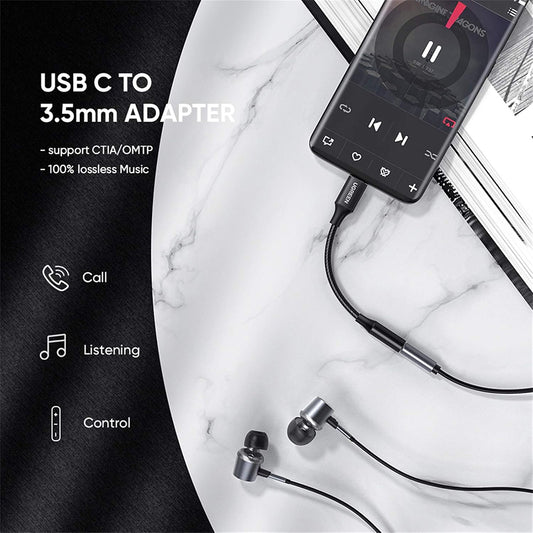 USB-C til 3.5mm lydadapter UGREEN AV142, Svart