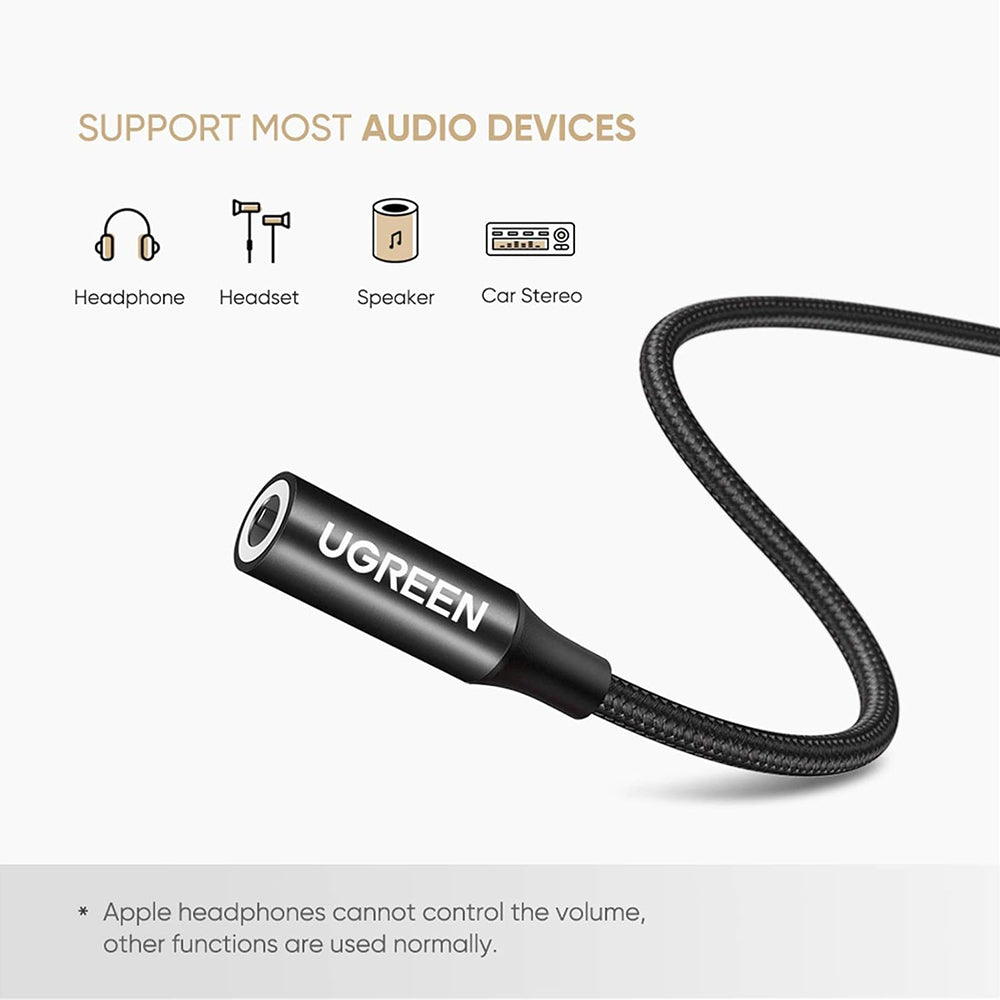 USB-C til 3.5mm lydadapter UGREEN AV142, Svart