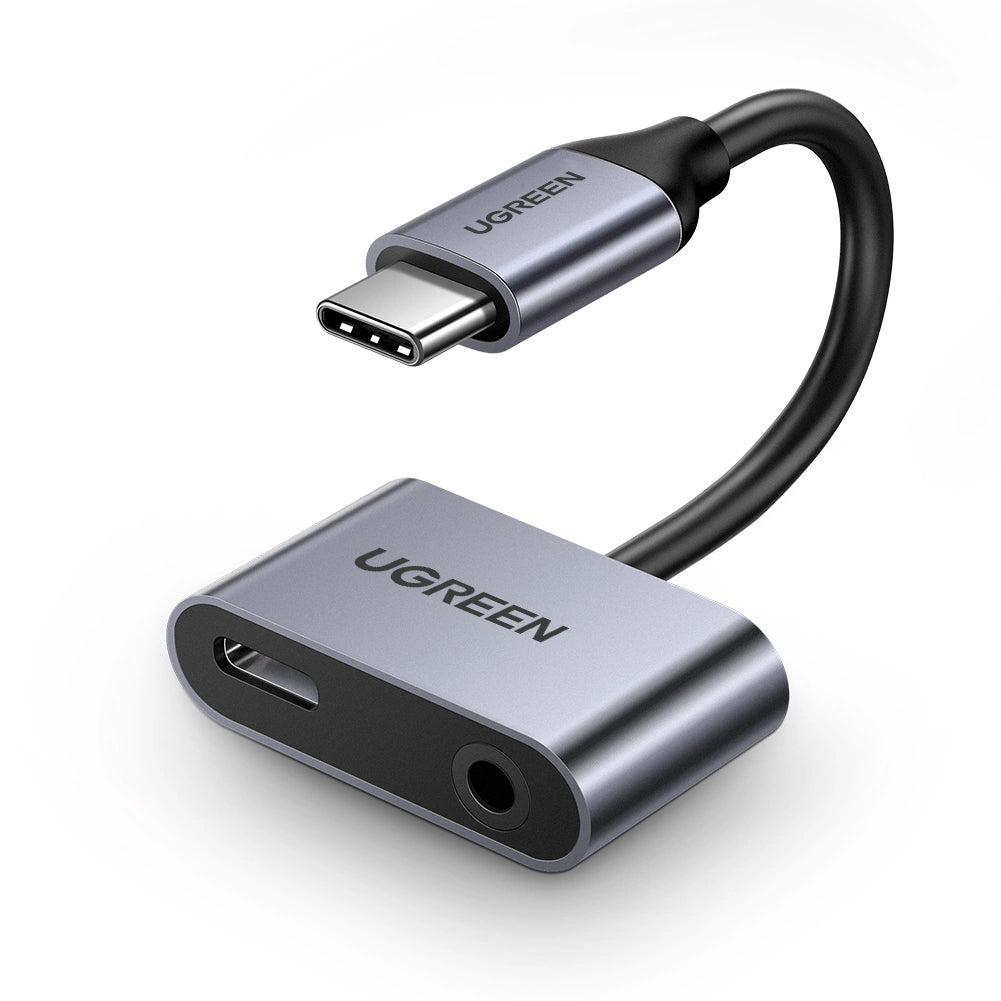 Audioadapter USB-C - 3.5mm / USB-C UGREEN CM193, Grå
