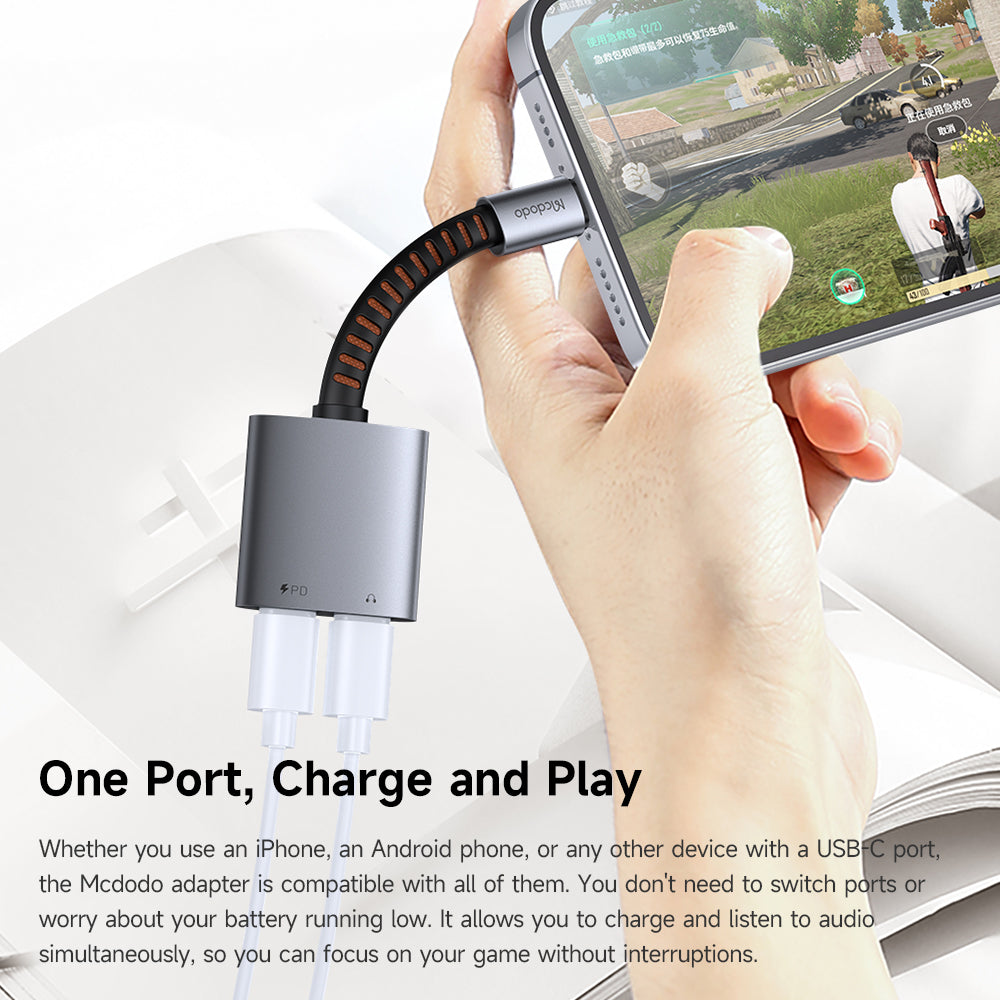 USB-C lydadapter - USB-C / USB-C McDodo CA-3370, Grå