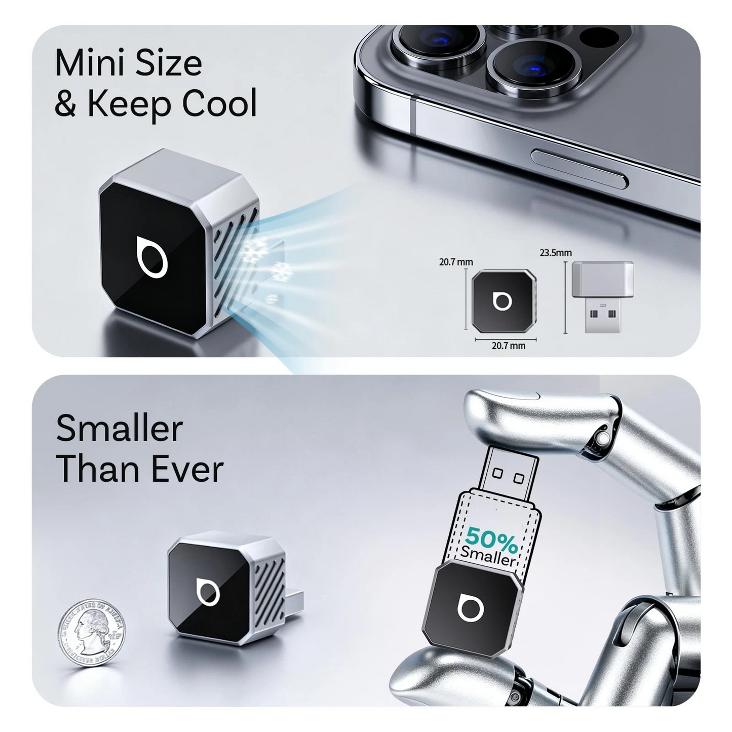 Trådløs Carplay / Android Auto-adapter Ottocast Mini Cube Style C for Apple iPhone / Android-serien CP88-T3