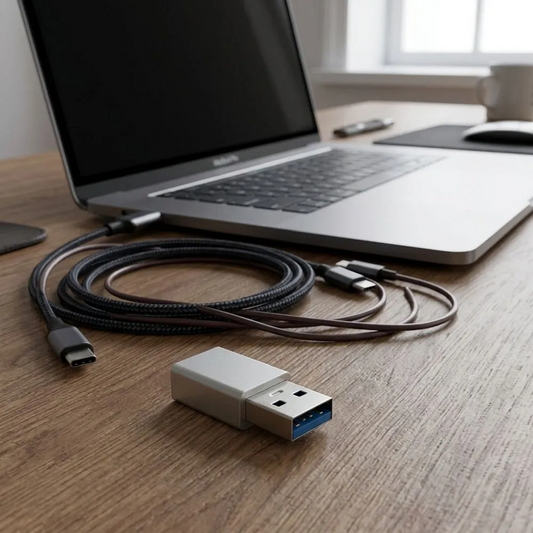 USB-C til USB-A data- og ladeadapter Blue Star, hvit