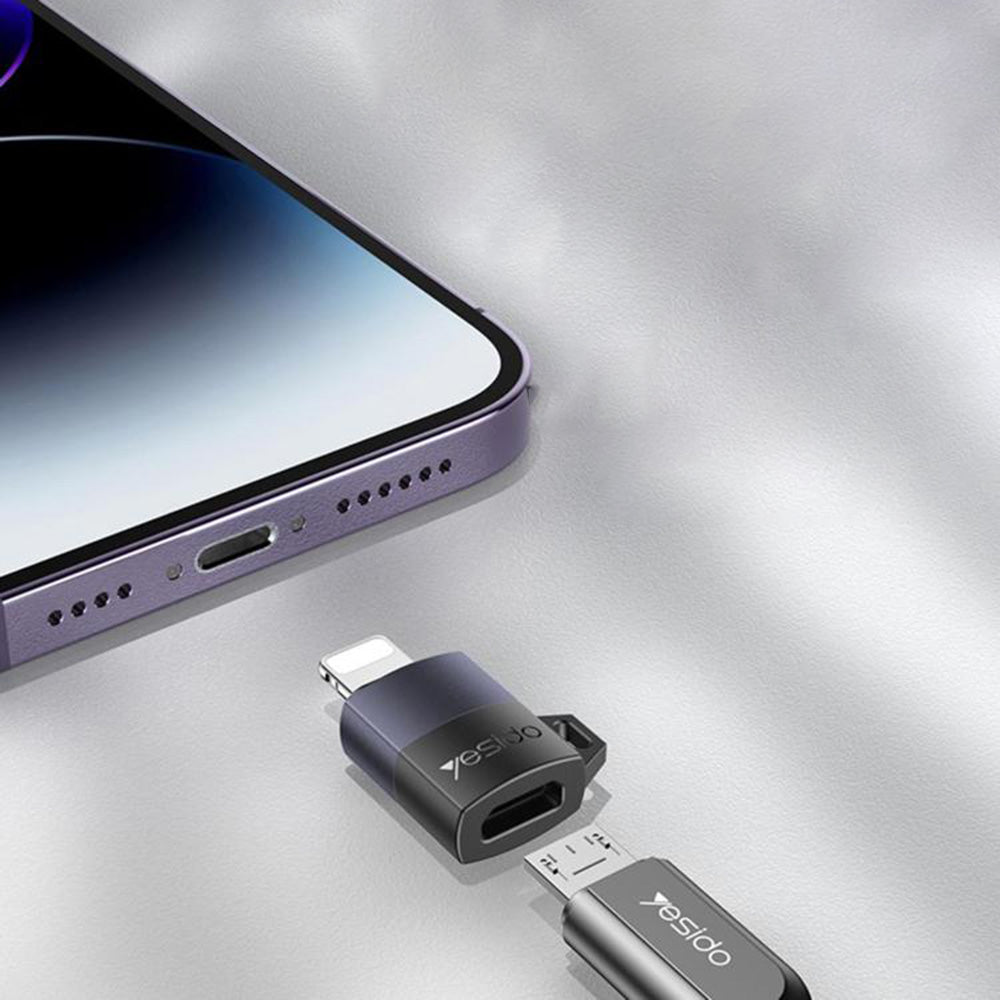 Adapter for Data and Charging microUSB - Lightning Yesido GS30, Grå