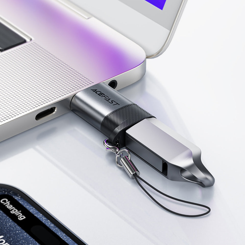 USB-C - USB-A Acefast J8 data- og ladeadapter, Grå