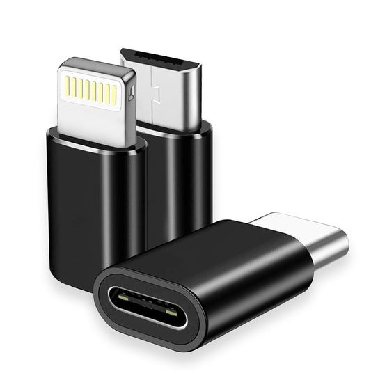 Adapter for Data og Lading USB-C - Lightning / microUSB / USB-A Techsuit A19 TriFlashX 3in1, Svart