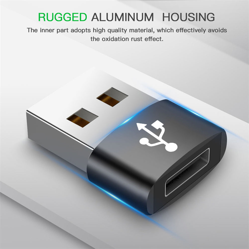 USB-C - USB-A Techsuit Data- og Ladeadapter, Svart