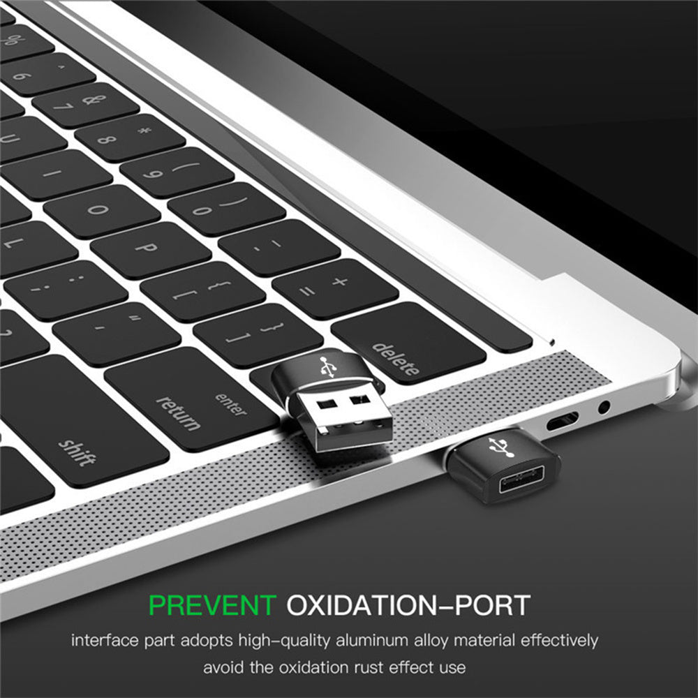 USB-C - USB-A Techsuit Data- og Ladeadapter, Svart