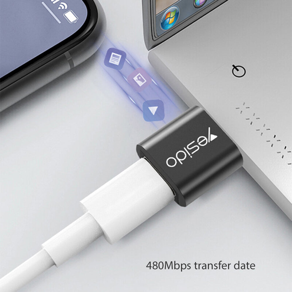 Adapter for Data og Lading USB-C - USB-A Yesido GS09, Svart