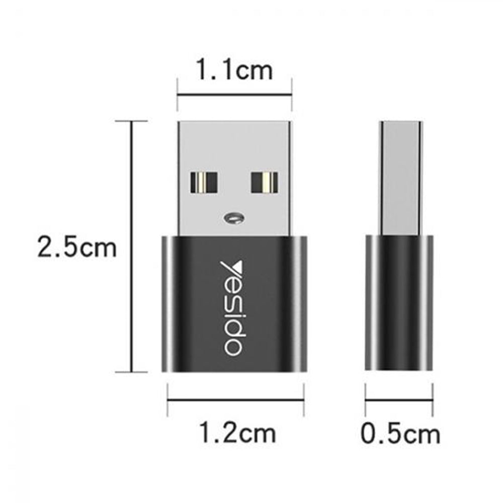 Adapter for Data og Lading USB-C - USB-A Yesido GS09, Svart