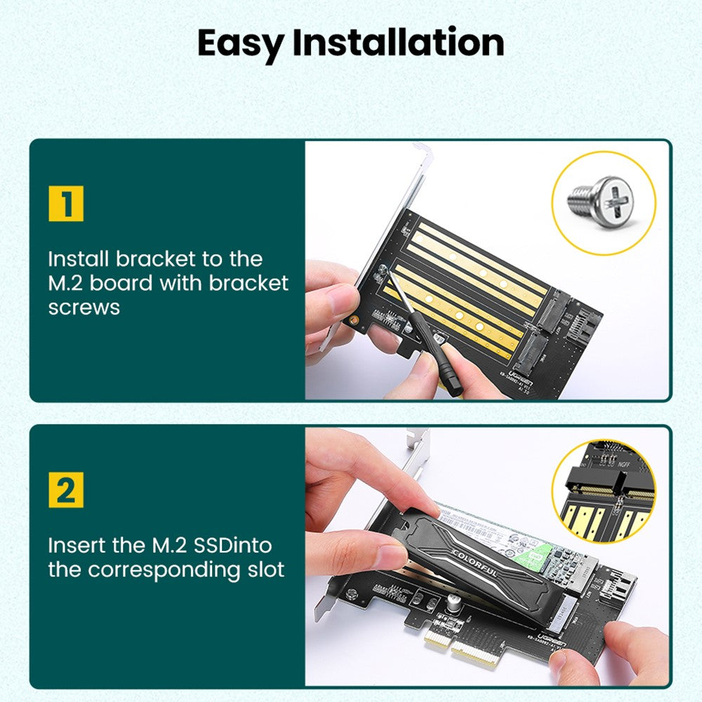 SSD-grensesnittadapter UGREEN CM302 (70504), NVMe M.2 / SATA - PCIe 3.0 X4