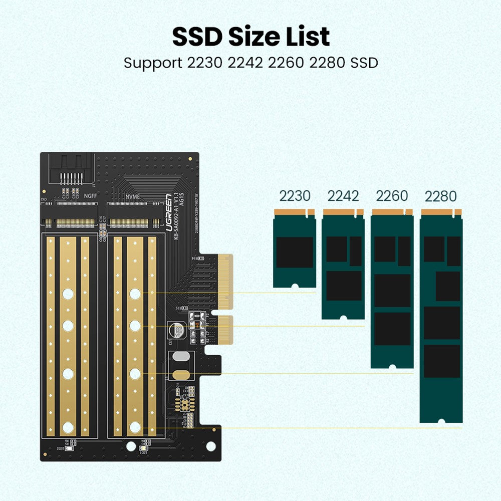 SSD-grensesnittadapter UGREEN CM302 (70504), NVMe M.2 / SATA - PCIe 3.0 X4