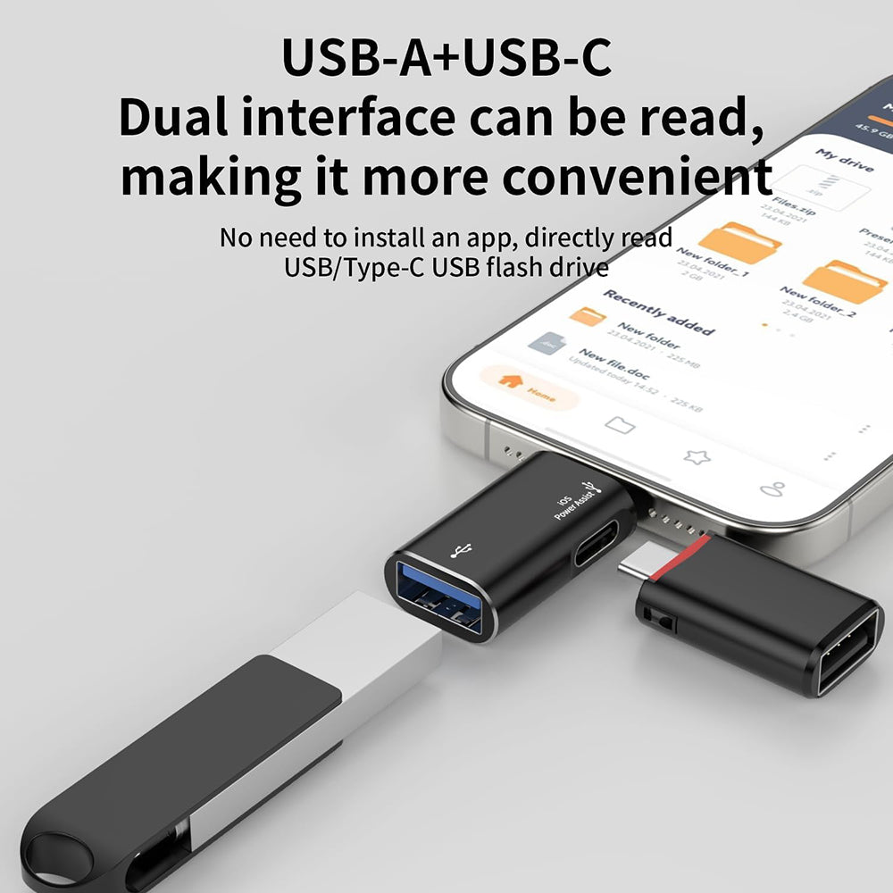OTG Lightning - USB-A Techsuit A18 AluVoltX adapter, Svart