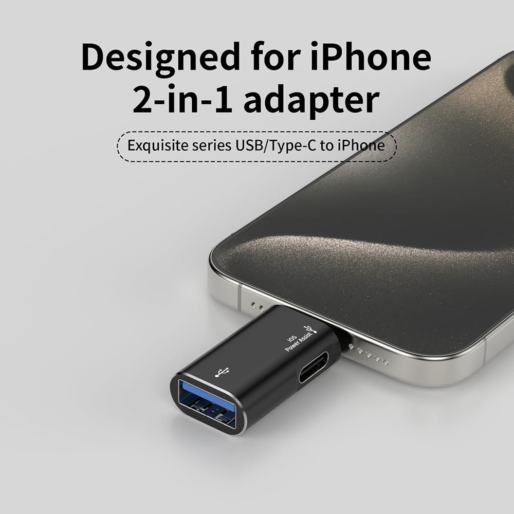 OTG Lightning - USB-A Techsuit A18 AluVoltX adapter, Svart