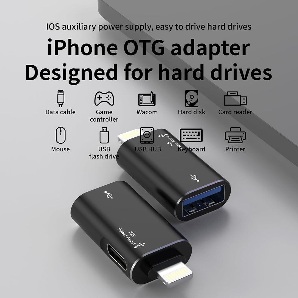 OTG Lightning - USB-A Techsuit A18 AluVoltX adapter, Svart