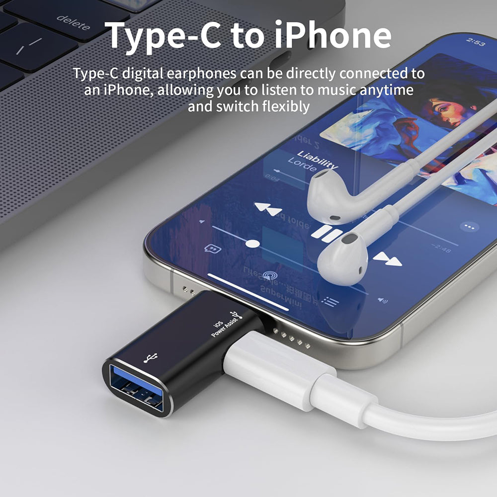 OTG Lightning - USB-A Techsuit A18 AluVoltX adapter, Svart