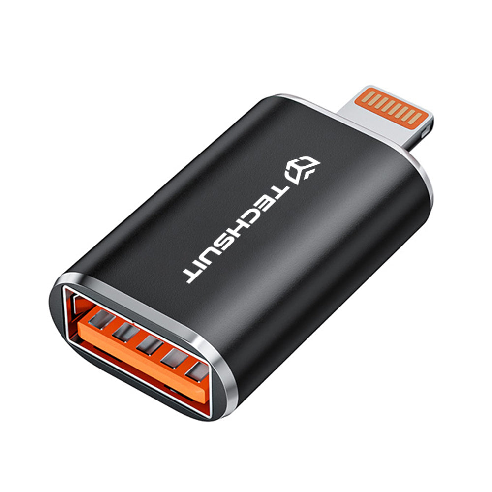 OTG Lightning - USB-A Techsuit A6 HyperPort Adapter, Svart Oransje