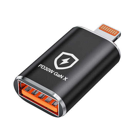 OTG Lightning - USB-A Techsuit A6 HyperPort Adapter, Svart Oransje