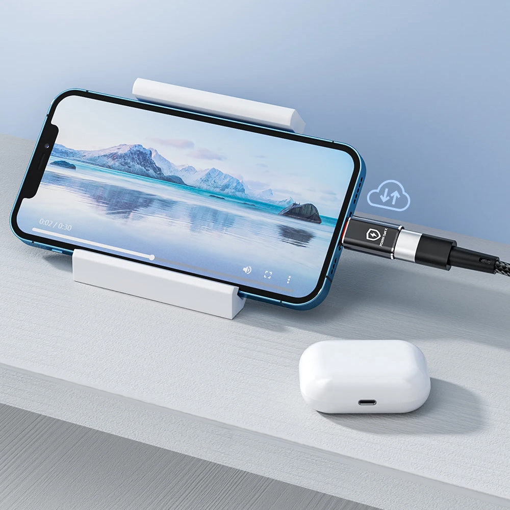 OTG Lightning - USB-A Techsuit A6 HyperPort Adapter, Svart Oransje