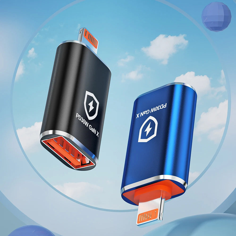 OTG Lightning - USB-A Techsuit A6 HyperPort Adapter, Svart Oransje