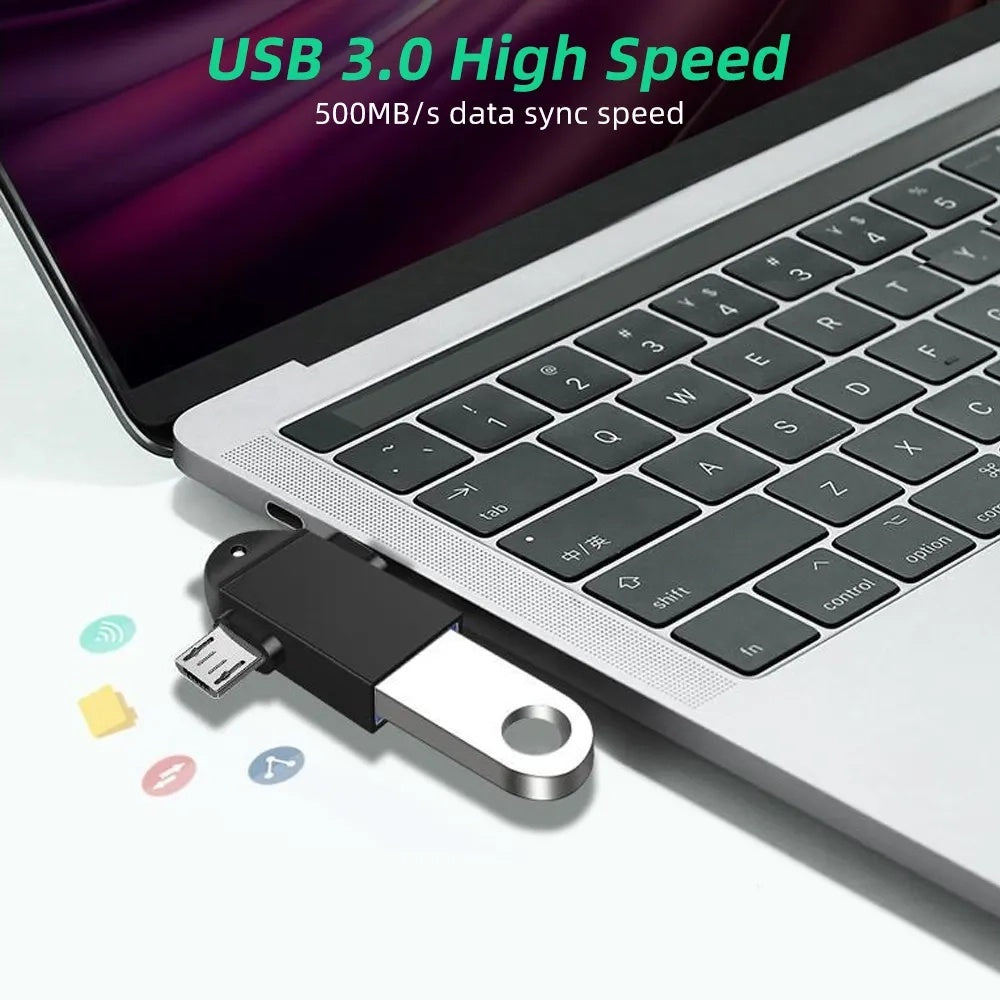 OTG-adapter microUSB / USB-C - USB-A Techsuit A16 TwoVoltX, Svart