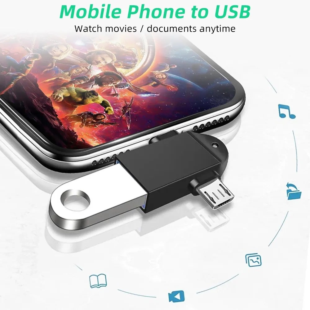 OTG-adapter microUSB / USB-C - USB-A Techsuit A16 TwoVoltX, Svart