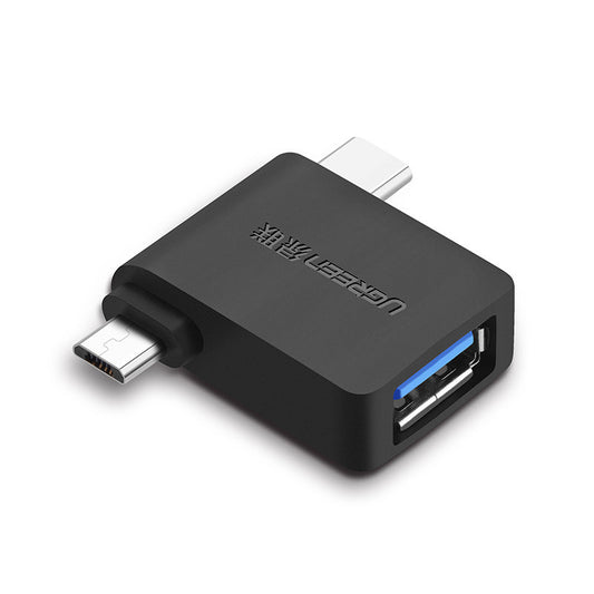 OTG microUSB / USB-C - USB-A UGREEN U30453, Svart
