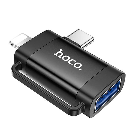 OTG-adapter USB-C / Lightning - USB-A HOCO UA31F, Svart