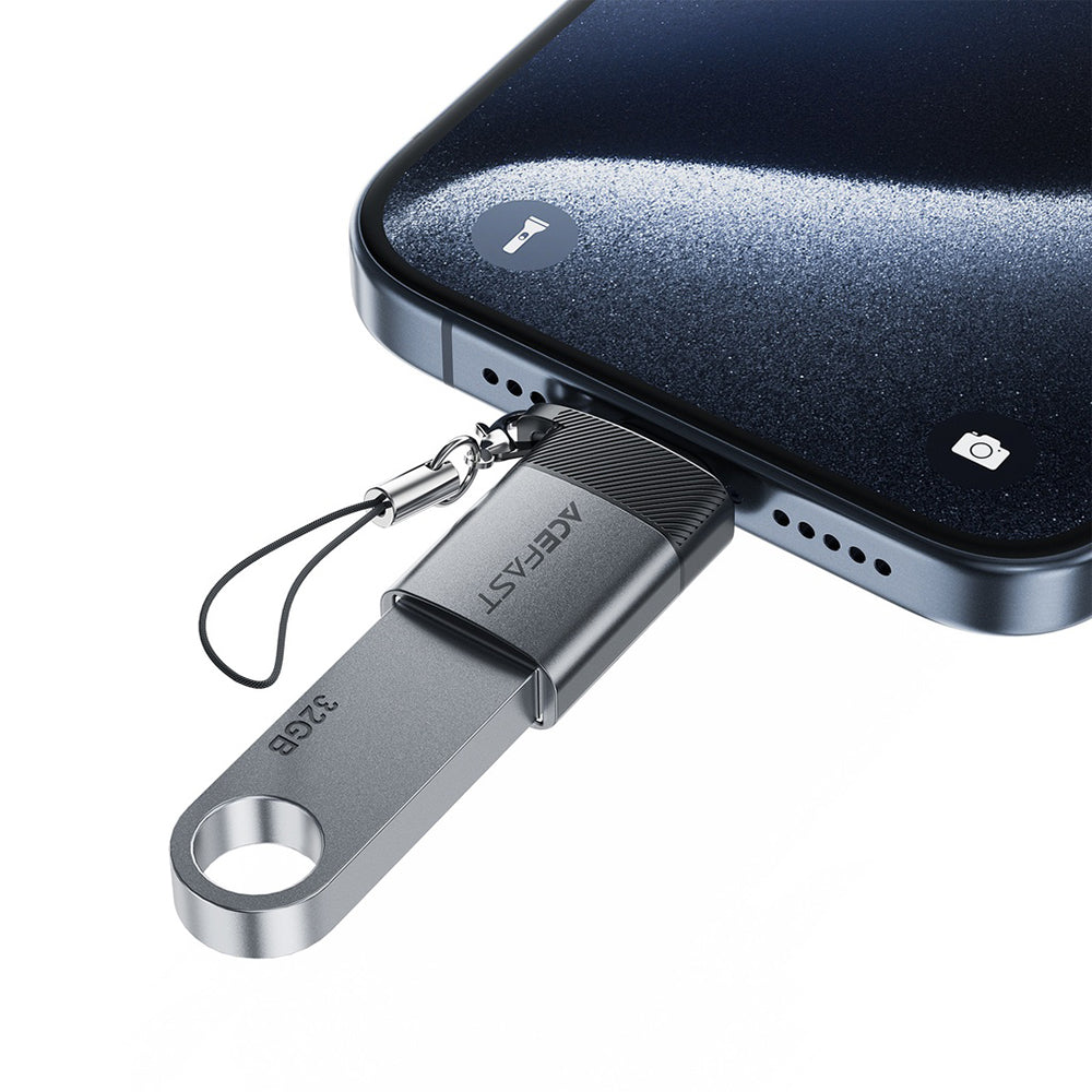 OTG-adapter USB-C - USB-A Acefast J7, Grå