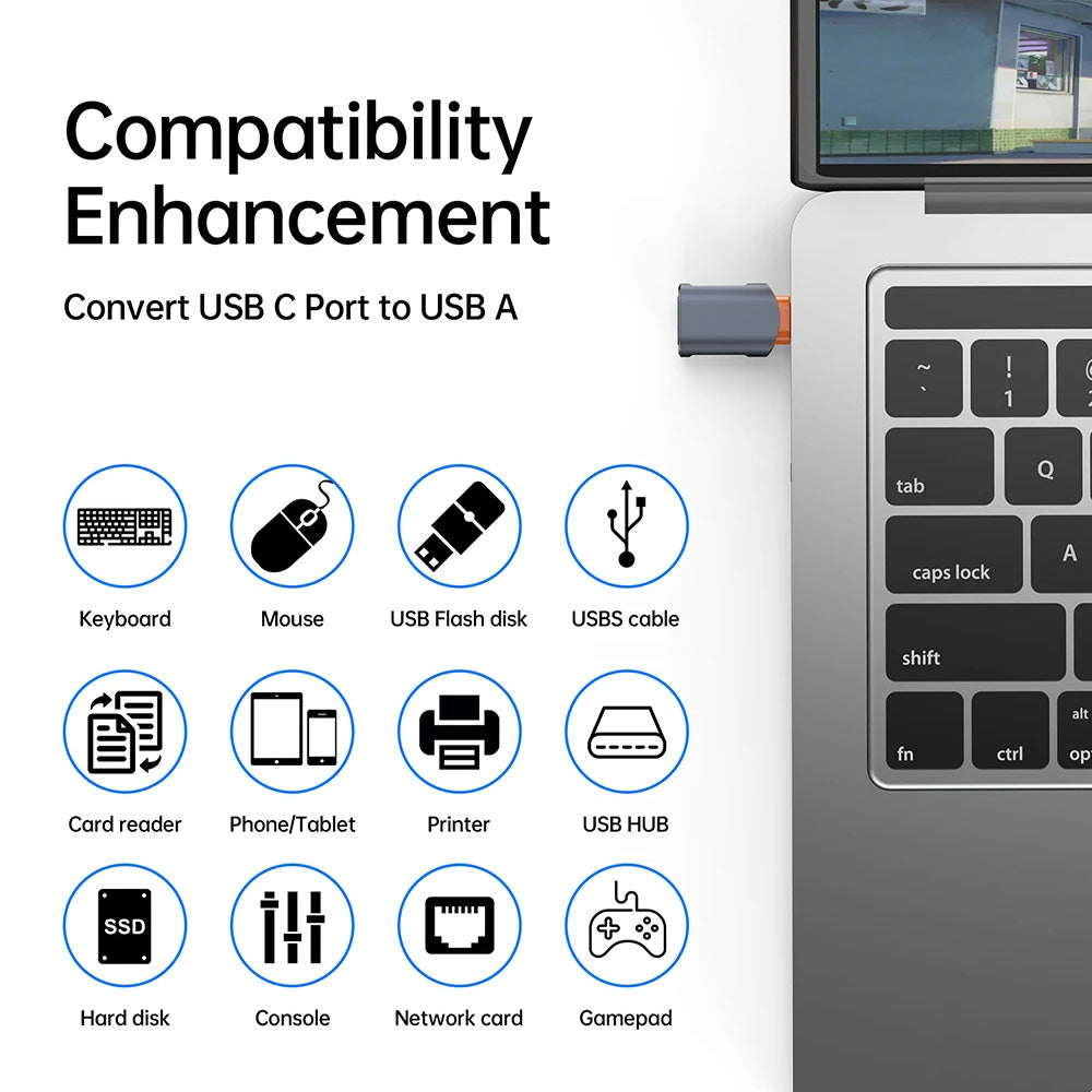 OTG-adapter USB-C - USB-A Techsuit A9 SlateVolt, Grå Oransje
