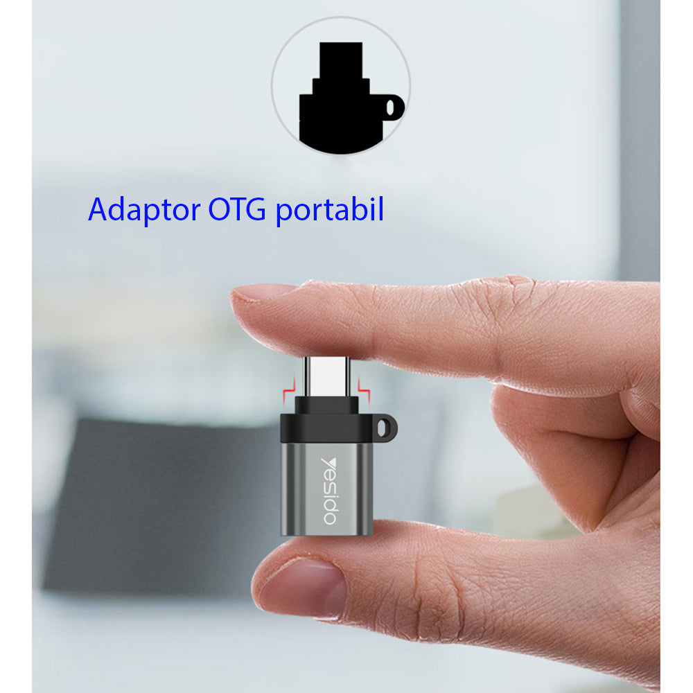 OTG-adapter USB-C - USB-A Yesido GS06, Svart