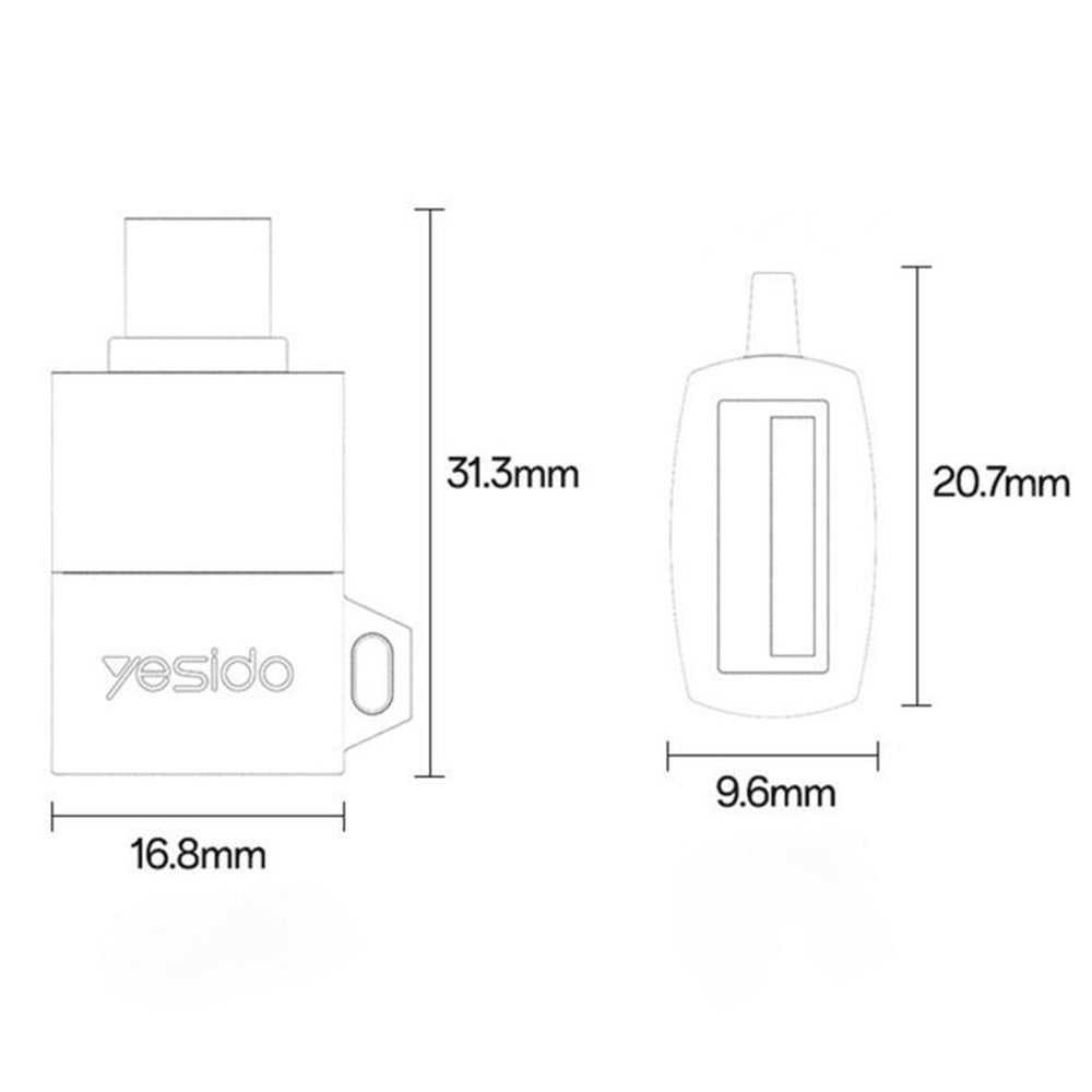 OTG-adapter USB-C - USB-A Yesido GS31, Grå