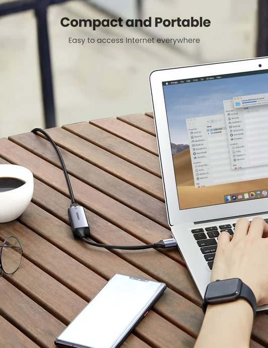 UGREEN CM209 Nettverkskort, RJ45, USB, Grå