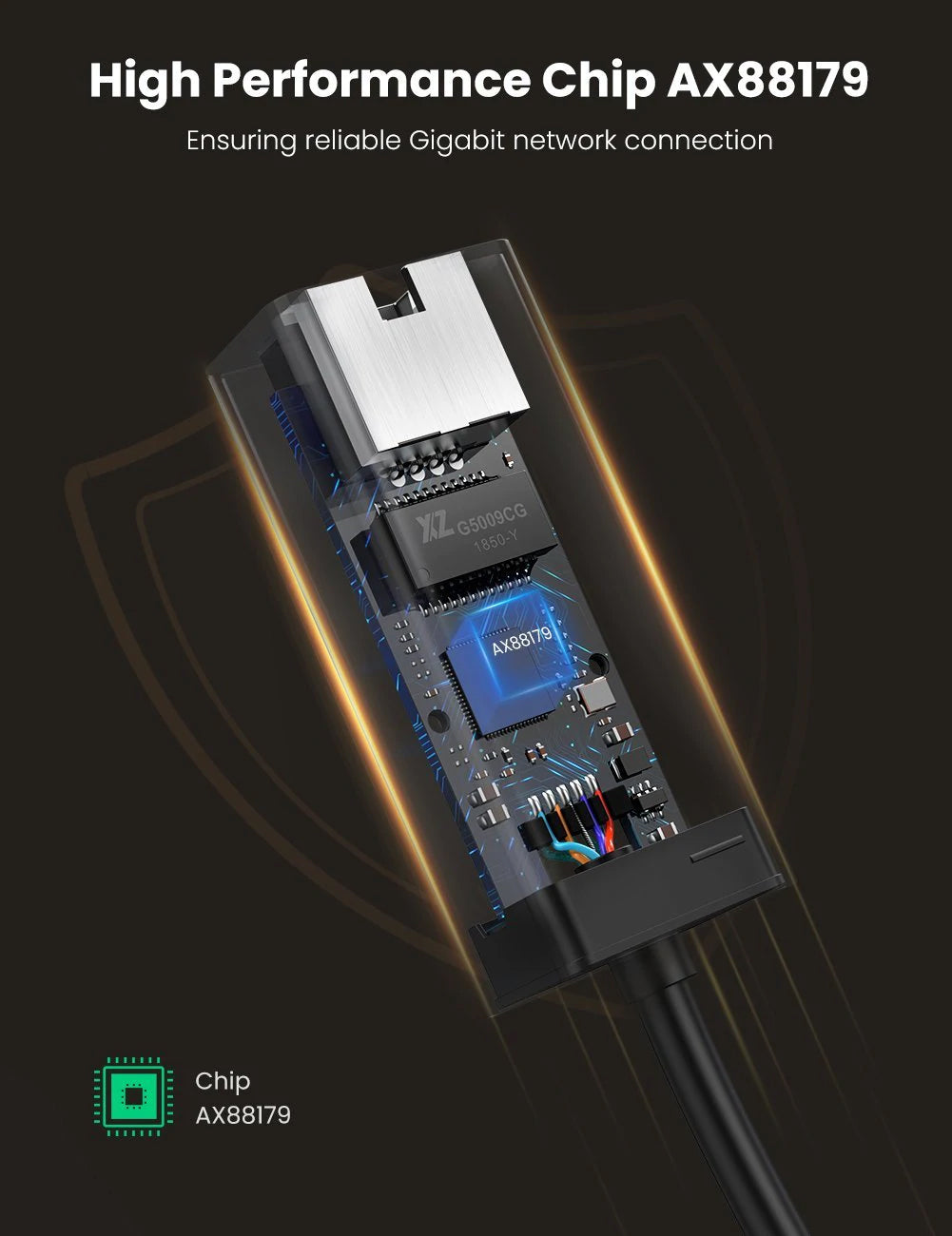 Nettverkskort UGREEN CR111, RJ45, USB 3.0, Svart