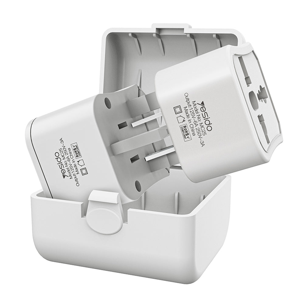 Nettverksadapter Yesido MC25 Travel CN/ US / EU / UK, Hvit