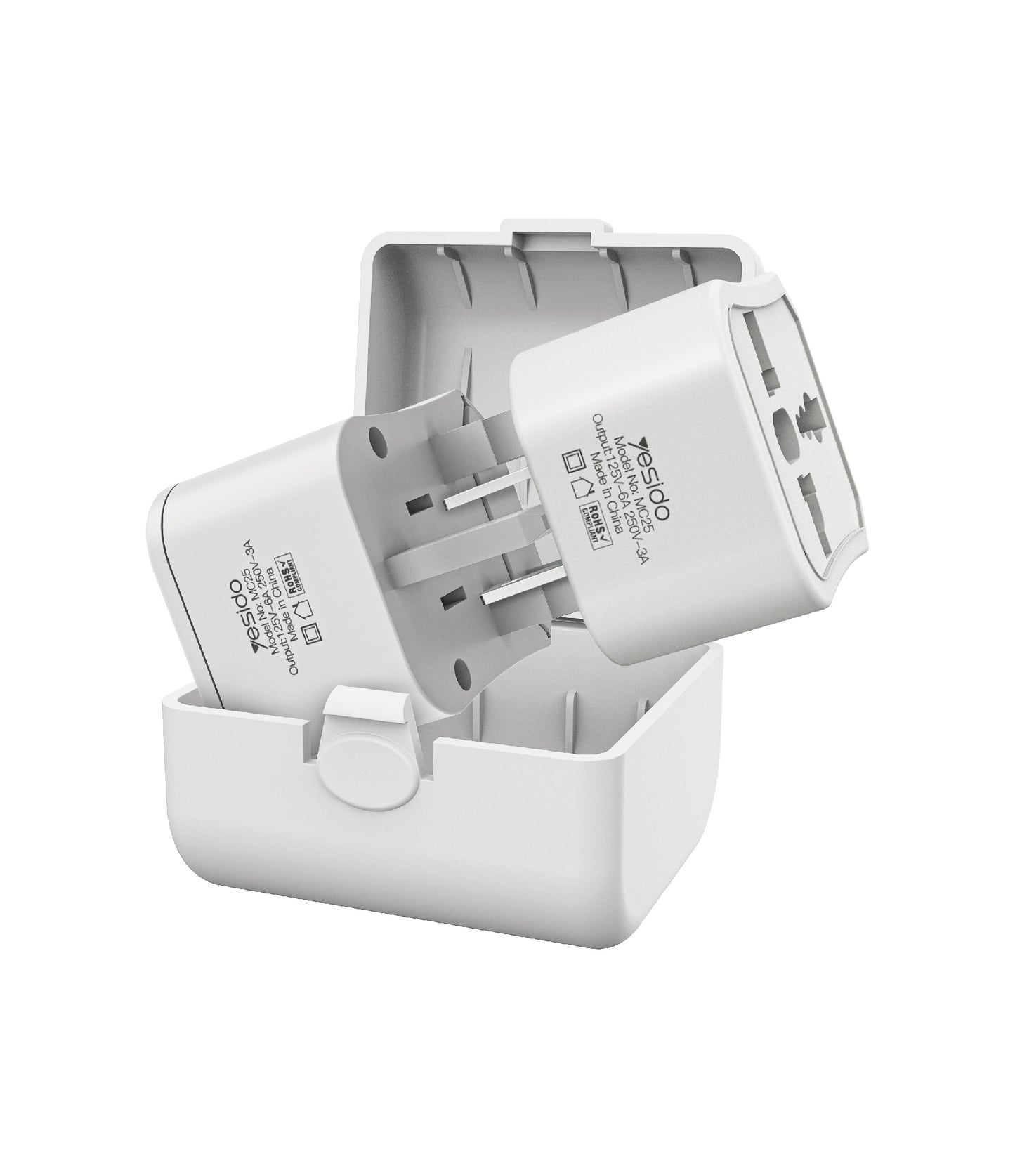 Nettverksadapter Yesido MC25 Travel CN/ US / EU / UK, Hvit