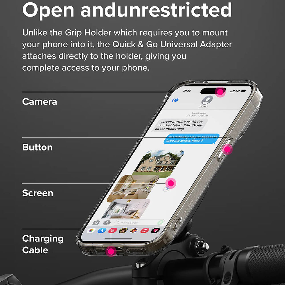 Telefonadapter Ringke Quick & Go for Sykkelholder, Sett med 2 stykker, Svart
