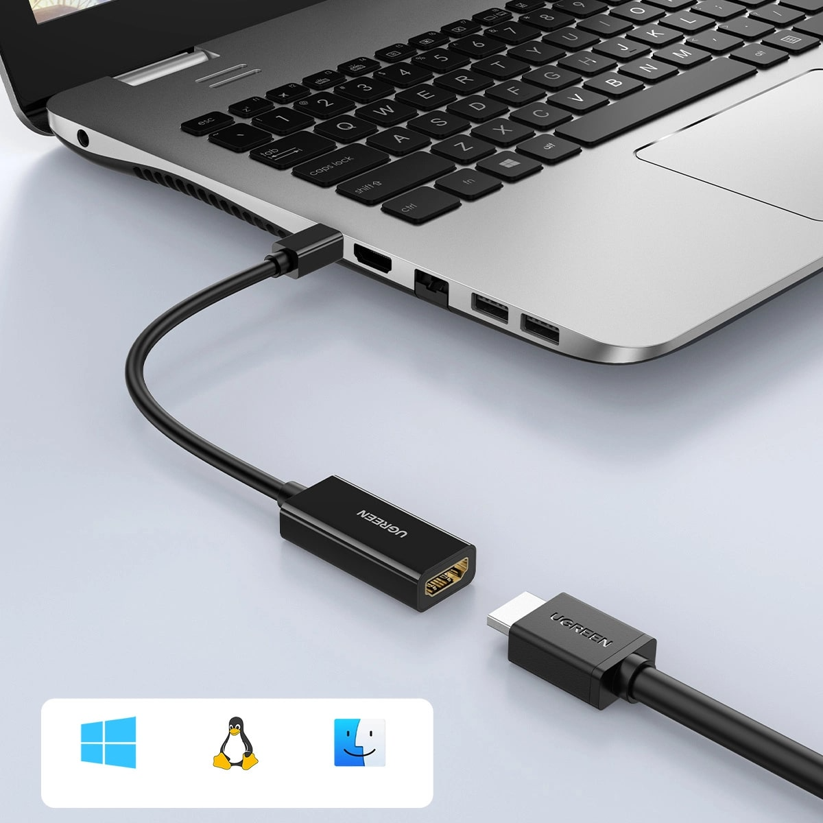 UGREEN MD112 videoadapter, MiniDisplayPort - HDMI, 4K, svart