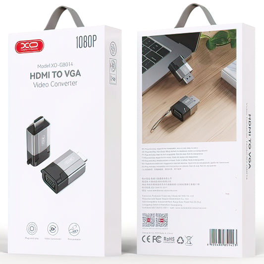 Videoadapter XO Design GB014, HDMI - VGA, grå