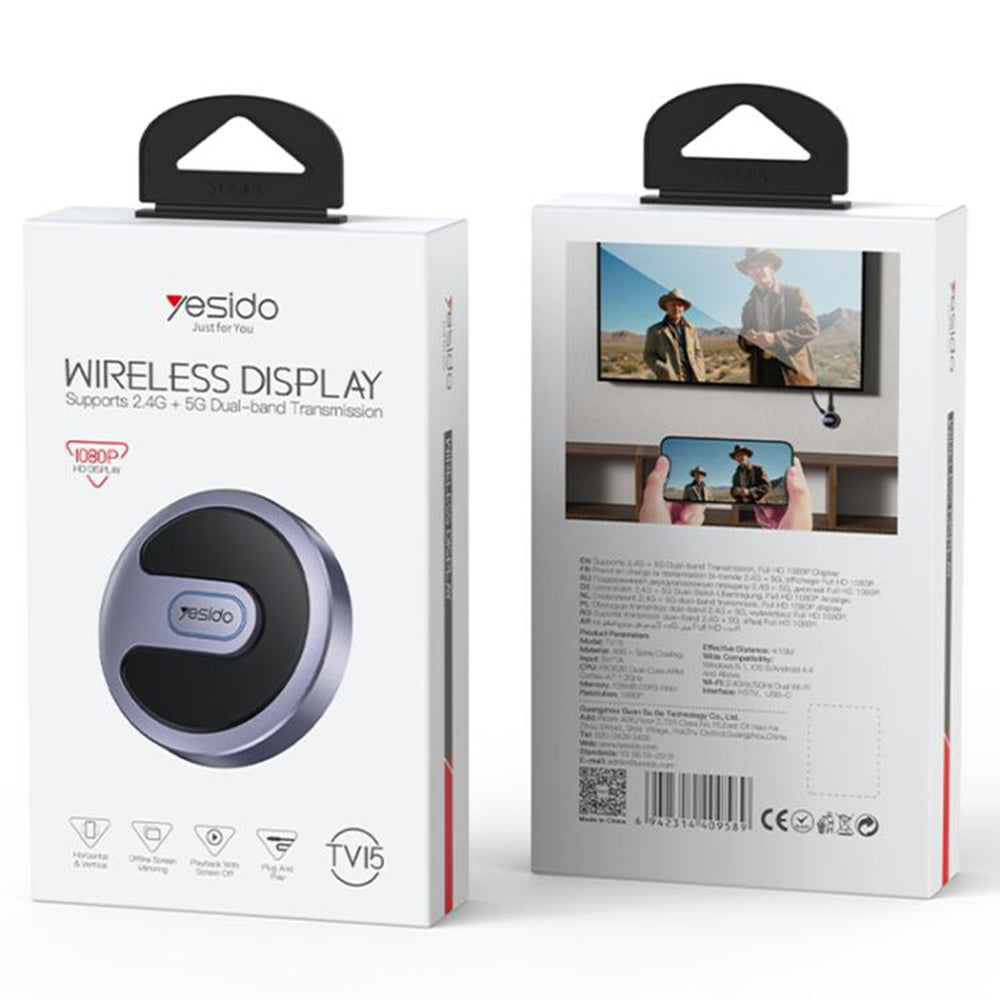Trådløs Multimedia Adapter Yesido TV15, Grå