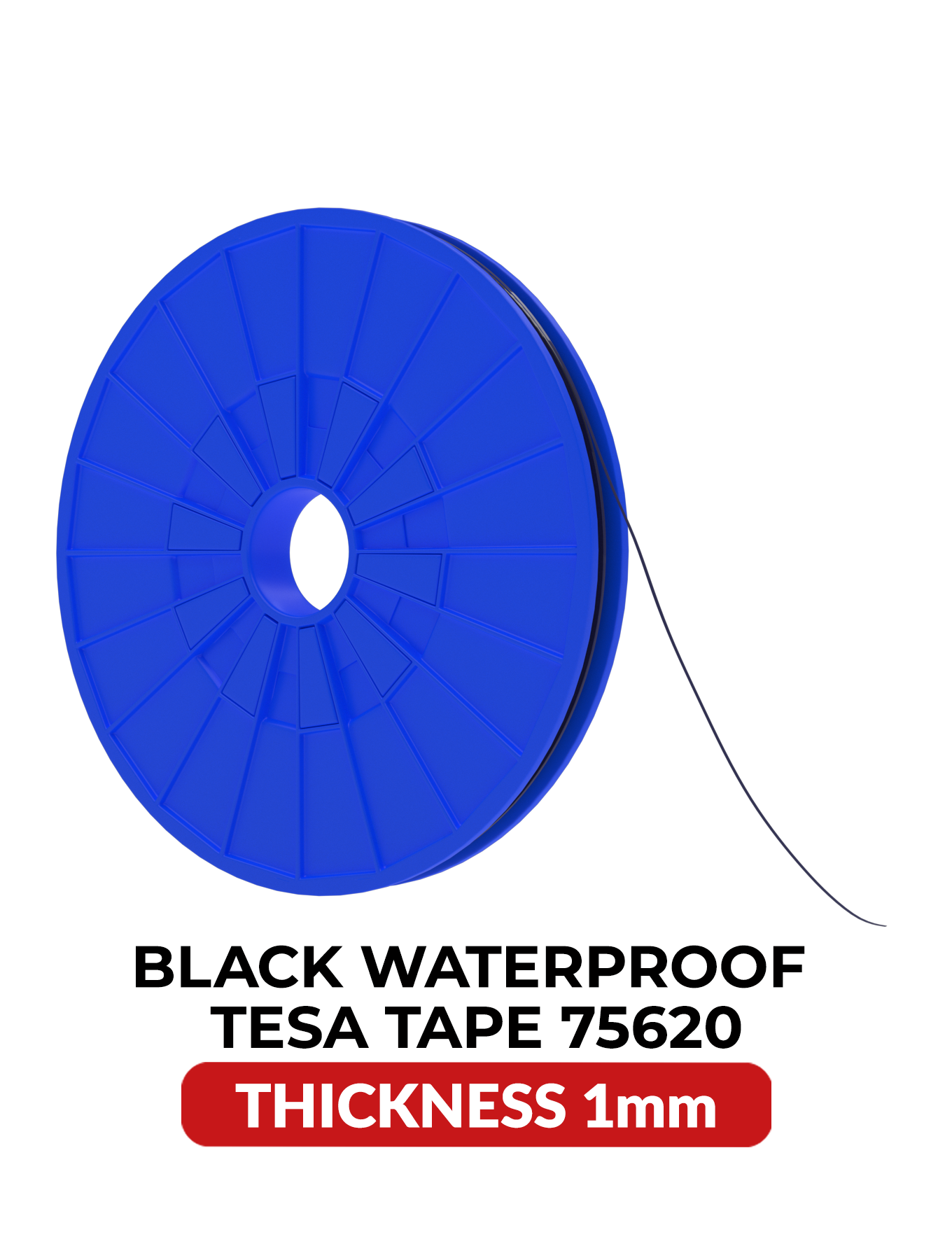 Tesa teip, 1 mm, 25 m, akryl, vanntett, svart